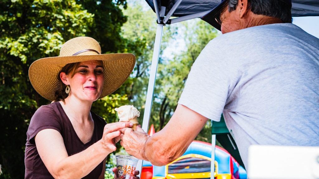 Neighbors share beer and ice cream at the Bowmanville Summer Social