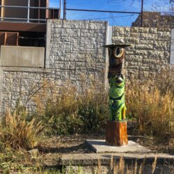 A totemic Frog and Toad sculture install