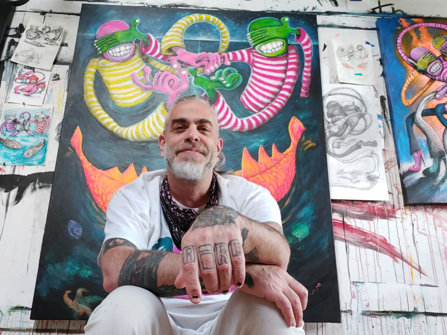 Artist John Airo in his studio