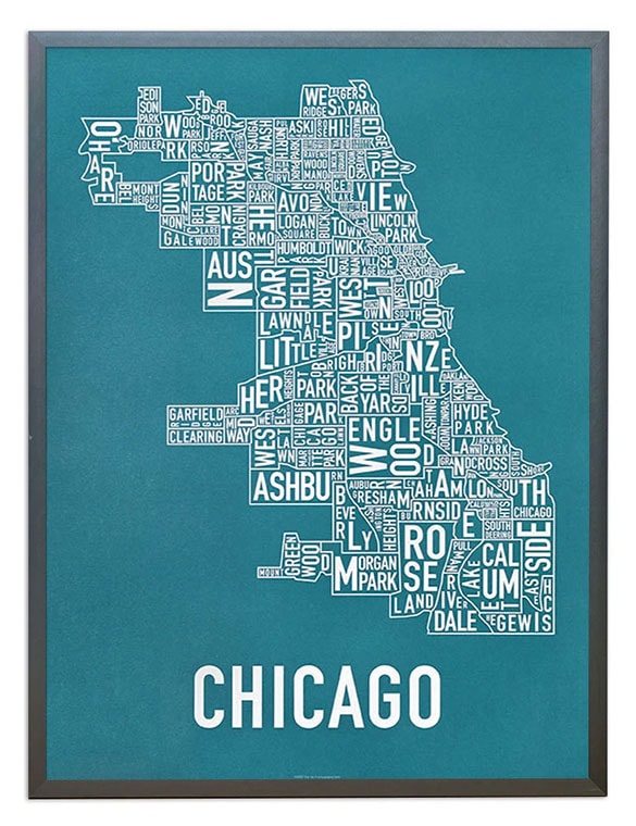 A Chicago Neighborhood Map Poster by ORK Posters