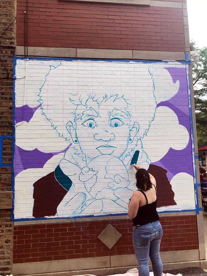 Apocalypse Boy Takes the World. a mural by Rachel Nurmi