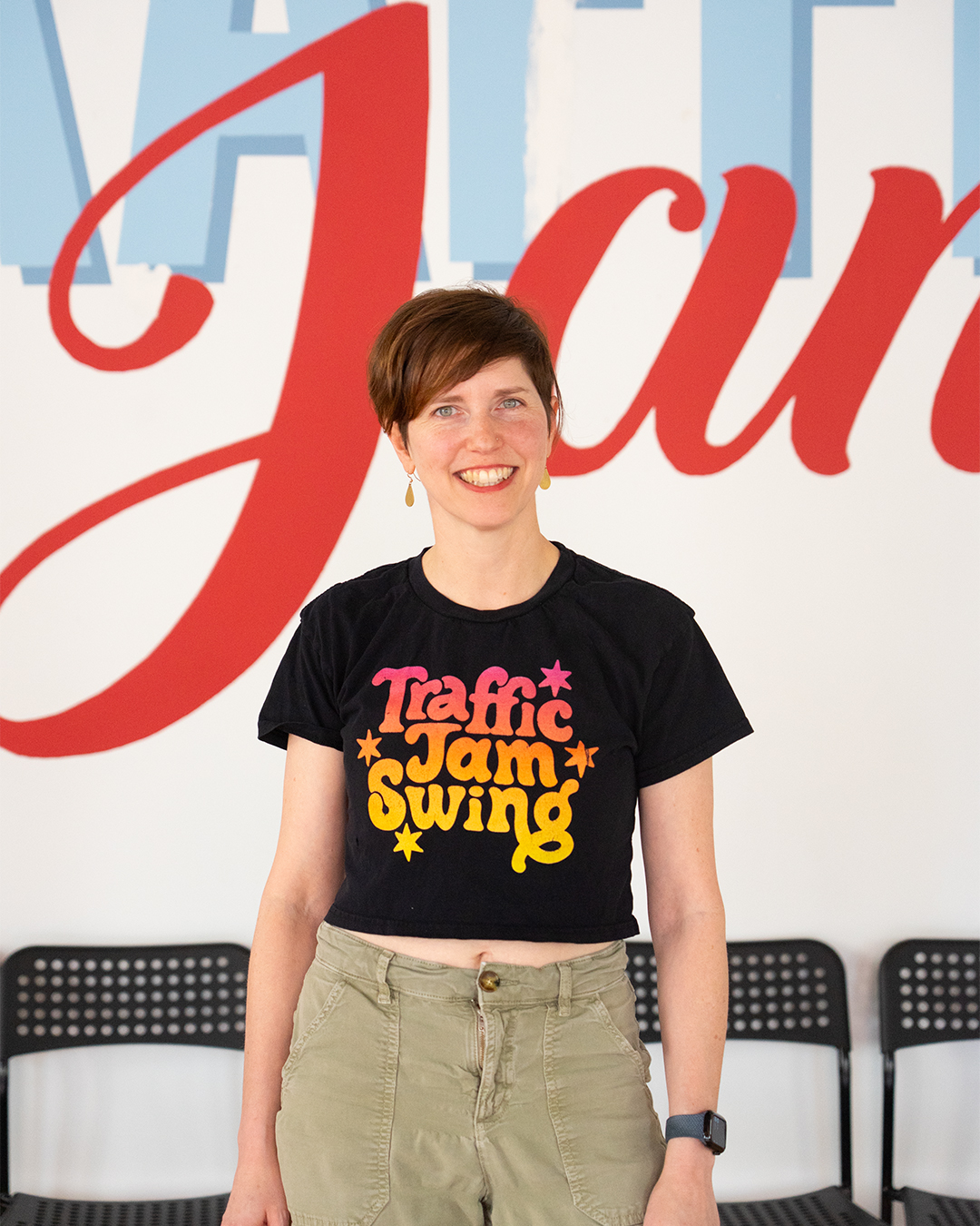 Melissa Rutherfoord of Traffic Jam Swing poses for a photo